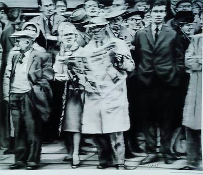 Gerhard Richter, geb. 1932, Personengruppe, Farboffset, rechts unten handsigniert, ca. 69x59 cm