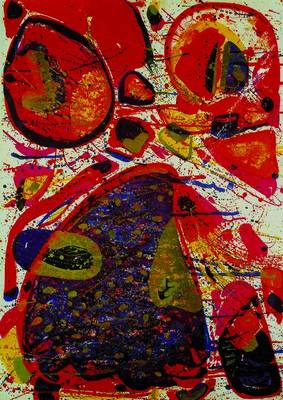 Sam Francis, 1923-1994, Farboffset Multiple,mit Widmung auf Rückseite, handsigniert, ca. 15x10.5 cm, R.
