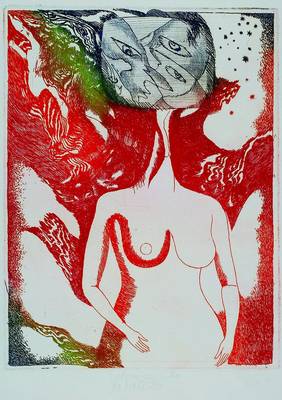 Zuschreibung Jiri Anderle, Farblithographie, mittig signiert, dat. 80, 42x29,4 cm
