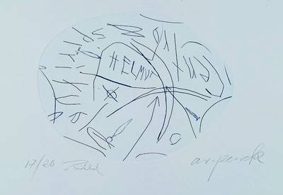 A.R. Penck (geb. 1939) und Frank Breidenbruch (geb. 1963), aus dem Projekt Centro Spirituale-Himmlische Stürzer, Farbradierung auf Bütten, von ...