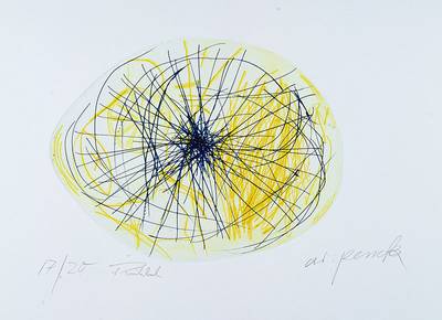 A.R. Penck (geb. 1939) und Frank Breidenbruch (geb. 1963), aus dem Projekt Centro Spirituale-Himmlische Stürzer, Farbradierung auf Bütten, von ...
