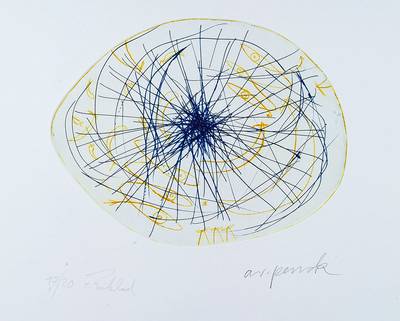 A.R. Penck (geb. 1939) und Frank Breidenbruch (geb. 1963), aus dem Projekt Centro Spirituale-Himmlische Stürzer, Farbradierung auf Bütten, von ...
