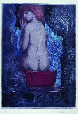 Ernst Fuchs, geb. 1930, Orig. Aquatinta Farbradierung, "Sagesituation", Ex. 6 von 6 Farbproben, signiert, als Farbprobe bezeichnet ...
