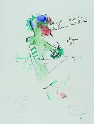 Jean Cocteau, 1889-1963, Farbradierung, "De ses filles, de so vin, un francais, peut etre vain", signiert und bezeichnet (bon a tirer), ...