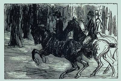 Max Liebermann, 1847-1935, "Reiter im Tiergarten", orig. Holzschnitt auf Bütten, Hoberg, Heyder Berlin 1922, 30 Holzschnittzeichnungen, ...