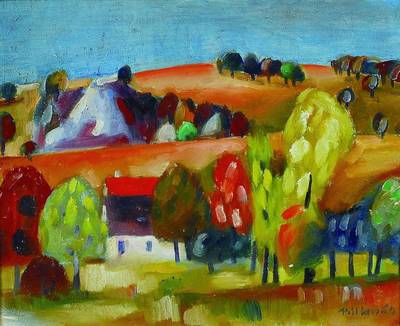 Josef Kilian, geb. 1918, wohl südböhmisches Dorf, Öl/Lwd, signiert und dat. 60, 40 x 50 cm, Rahmen