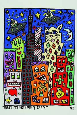 James, Rizzi, 1950-2011, "Visit my city", Farblithografie von 1995 auf Bütten, Blattgröße ca. 29 x 24 cm, Motivgröße ca. 21,5 x 15,5 cm