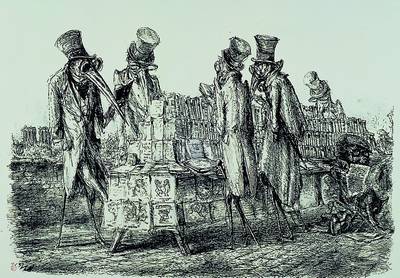 Andreas Paul Weber 1883 - 1980, Beim Bouquinisten am Quai Voltaire, Lithographie, rechts unten signiert, ca. 37x51 cm