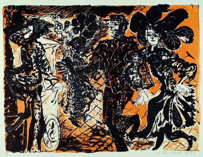 Ceri Richards, 1903-1971, "Pearly King and Queen", Farbholzschnitt, signiert Oct '52, nummeriert 21/100, ca. 44 x 59 cm
