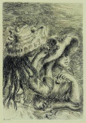 Auguste Renoir, 1841-1919, zwei Mädchen sich die Hüte richtend, Radierung, links unten in der Platte signiert, ca. 11x8cm, unter Glas, Rahmen