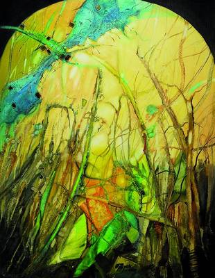 E.Poposka, abstrakte Komposition, mittig signiert, Mischtechnik, aufwendiger Rahmen, ca. 92x72 cm