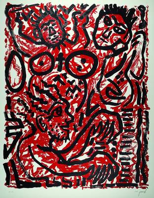 A.R. Penck, geb. 1939 Dresden, Nutzviehhalle Koblenz, Siebdruck, Auflage 40, rechts unten signiert, hier E. A., ca. 121x100 cm