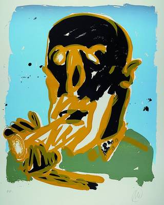 Markus Lüpertz, geb. 1941, Selbstportrait, Siebdruck, rechts unten signiert, E. A., ca. 79,5x107 cm