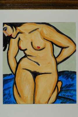 Sascha Lagarde, geb. 1966 Podol/Kiew, weiblicher Akt, Öl/Malkarton, rechts unten signiert, ca.34x30 cm, Passepartout, R.