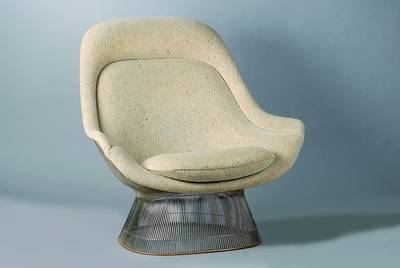 Platner Easy Chair, Knoll International, 70er Jahre, Entwurf Warren Platner, Metallmontur, Bezug Tanger 100% Wolle, sehr guter Zustand mit leichten ...