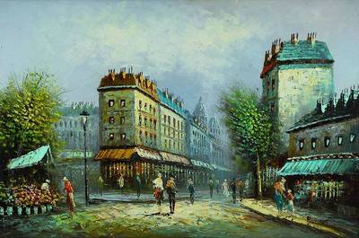 Caroline C. Burnett, us-amerikanische Malerin in Paris, Mitte des 20. Jh., Straßenszene aus Paris, Öl/Lwd, rechts unten signiert, ca. 60x90cm