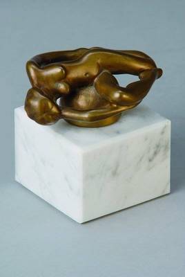 Maximilian Delius, geb. 1958, Bronzeskulptur patiniert, Bewegung III, auf Marmorsockel, H. 9 cm