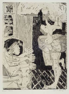 Gernot Rumpf,geb. 1941 Kaiserslautern, Salome, Aquatinta-Radierung, Auflage 11/65, rechts unten signiert und datiert 68, ca. 39,5x29,5 cm (Motiv)