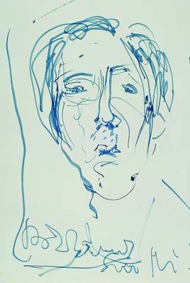 Rudi Baerwind, 1910 Mannheim-1982, Studium in Berlin, München und Paris, hier: Selbstportrait, Filzstiftzeichnung auf Papier,signiert, ca. 59x41,5 ...