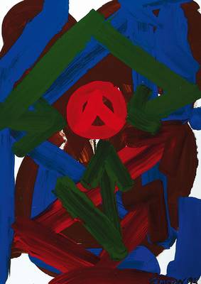H. Zimcon, geb. 1938, Rote Ballade, Öl/Malpappe, signiert und datiert 93, rückseitig betitelt, ca. 67,7x48,7 cm, Rahmen