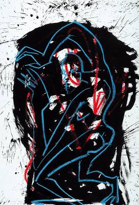 Helge Leiberg, geb. 1954, Gouache und Pastell auf Papier, handsigniert und datiert 93, ca. 82x58 cm, unter Glas, Rahmen