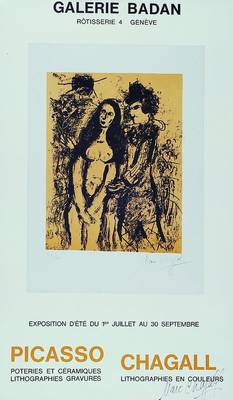 Marc Chagall, 1887-1985, Farblithographie, Galerie Badan, handsigniert, ca. 58 x 36 cm, unter Glas, Rahmen