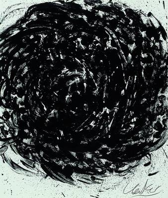 Günther Uecker, geb. 1930, Lithographie, Nagelfläche, handsigniert, ca. 40x32 cm, unter Glas, Rahmen