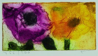 Klaus Fussmann, geb. 1938 Velbert, Farbradierung, Rosen, handsigniert und num. 166/200, ca. 6.5x12.5 cm