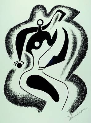 Alexander Archipenko, 1887-1964, abstrakte Komposition, Lithografie, handsigniert, unter Glas gerahmt, ca. 55x77 cm