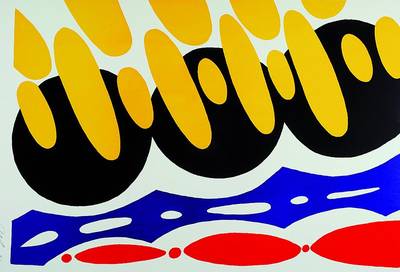 Ernst Wilhelm Nay, 1902 Berlin - 1968 Köln, abstrakte Darstellung, Farblithografie, handsigniert u. datiert (19)67, unter Glas gerahmt, ca. 78x58 cm