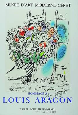 Marc Chagall, 1887-1985, Hommage a Louis Aragon, 1971, Farblithografie, handsigniert und auch von Louis Aragon handsigniert, unter Glas gerahmt, ca. ...