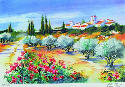 Ella Fort, 2. H. 20. Jh., vier Farblithografien, Provence, je handsign. u. num., ca. 40x30cm bis 76x55cm