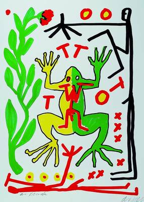 A.R. Penck, geb. 1939 Dresden, Frog, Siebdruck, handsigniert, ca. 59x59 cm
