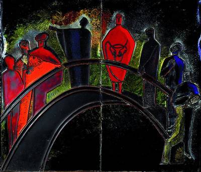 Sigrid Schilde, 1924 Hersfeld - 1995 Überlingen, Emailkünstlerin und ehem. Dozentin der Hanauer Akademie, eigenes Atelier in Eßlingen, Staatspreis ...