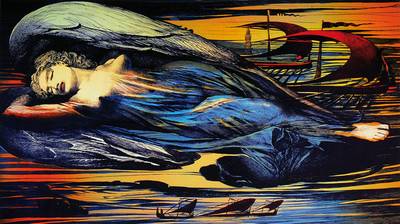 Ernst Fuchs, geb. 1930 Wien, "Engel über Wien" 2012, Gicleedruck auf Leinwand, handsigniert und num. 116/300, ca. 55x99 cm, Blattgr. ca. ...