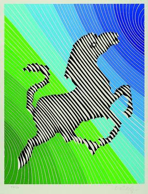 Victor Vasarely, 1906-1997, "Zebra No 2", Farblithographie auf Japanpapier, 1984, handsigniert und num. XVII/L, es handelt sich bei dem ...