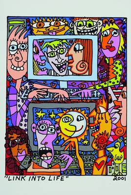 James Rizzi, 1950-2011 New York, Link into life, Original Farblithographie von 2001 auf Bütten, Blattgr. ca. 24x19 cm, Motivgr. ca. 16x12 cm