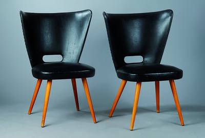 Vier Stühle, Thonet, 50/60er Jahre, Buche mit Lederbezug, H. ca. 85 cm, gestempelt