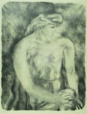 George Braque, 1882-1963, sitzender Akt, Lithographie, links unten num. 216/300, drucksign., ca. 44x34 cm, unter Glas, Rahmen