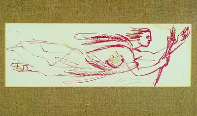 Arno Breker, 1900 Elberfeld - 1991 Düsseldorf, fliegender Engel, Lithographie von 1980, signiert, spurenweise gold gehöht, Gesamtauflage 250, ...