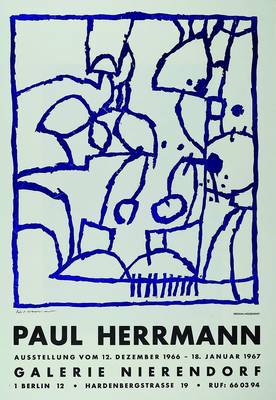 Paul Herrmann, 1914-1987, Plakat zur Ausstellung Galerie Nierendorf 1967, Holzschnitt, links unten handsigniert, ca. 70x47cm, unter Glas, Rahmen