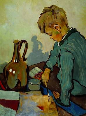 Zuschreibung: Carl Ernst Sohn-Rethel, 1882- 1966, Porträt eines malenden Kindes, Tempera auf Hartfaser, unsign., am unteren Rand restauriert, ca. ...