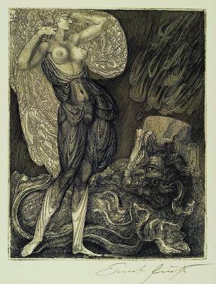 Ernst Fuchs, geb. 1930 Wien, Radierung, stehender weiblicher Akt, handsigniert, ca. 26.5x20.5 cm, unter Glas gerahmt