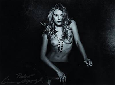Peter Lindbergh, geb. 1944, s/w Fotografie, Fashion Model CFDA 2013, handsigniert, ca. 20.5x26.5 cm