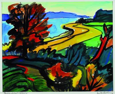 Günther Skrodzki, geb. 1935, Fördelandschaft/Schleswig, Aquarell, sign. u. bez., unter Glas, R., ca. 43x53 cm