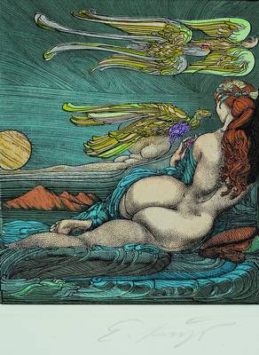 Ernst Fuchs, geb. 1930 Wien, handkolorierte Farbradierung, Bachnymphe, handsigniert, WVZ Weis 261, ca. 18x15.5 cm, Blattgr. ca. 29x26 cm