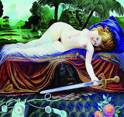 Ernst Fuchs, geb. 1930 Wien, "Judith mit dem Haupt des Holofernes", Giclee auf Leinwand, 2012, handsigniert und num. 230/300, ca. 51.5x55 ...