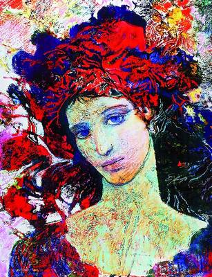Ernst Fuchs, geb. 1930 Wien, "Mädchen mit roter Haube", Giclee auf Leinwand, 2012, handsigniert und num. 151/300, ca. 71x55 cm, Blattgr. ...