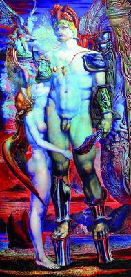 Ernst Fuchs, geb. 1930 Wien, "Perseus und die Nymphe", Giclee auf Leinwand, 2012, handsigniert und num. 24/300, ca. 93x45 cm, Blattgr. ca. ...