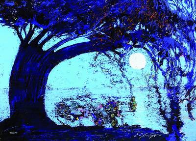 Ernst Fuchs, geb. 1930 Wien, "Starnberger See II", Giclee auf Leinwand, 2012, handsigniert und num. 150/300, ca. 55x76,5 cm,Blattgr. ca. ...